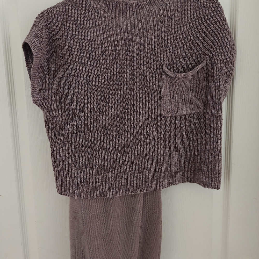 Free People Freya Set Taupe Knit Sleeveless Pullover